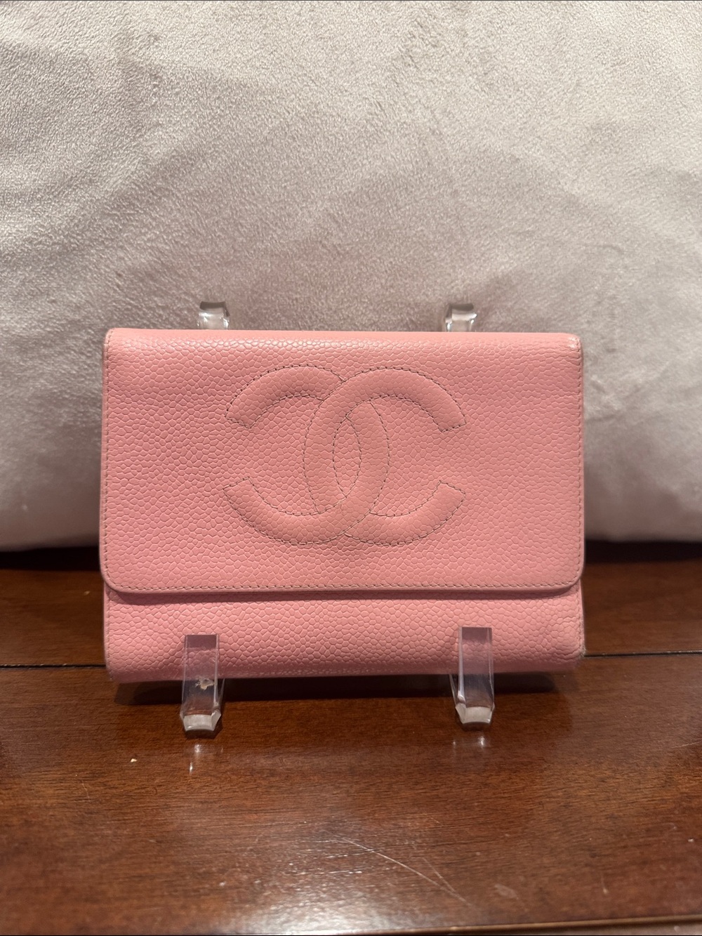 CHANEL Pink Caviar Leather Small Flap Wallet